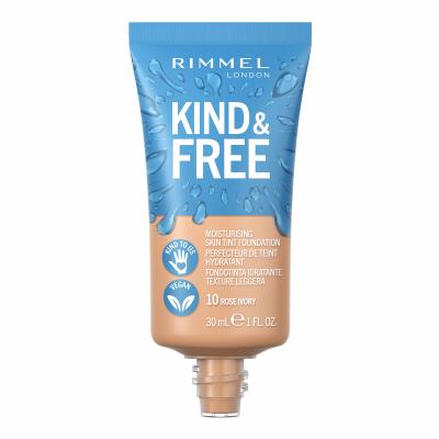 Rimmel London Kind &amp; Free Skin Tint Foundation Podkład dla kobiet 30 ml Odcień 10 Rose Ivory