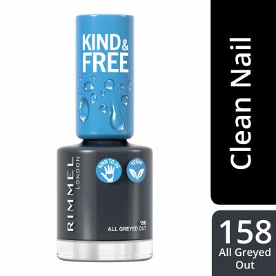 Rimmel London Kind &amp; Free Lakier do paznokci dla kobiet 8 ml Odcień 158 All Greyed Out