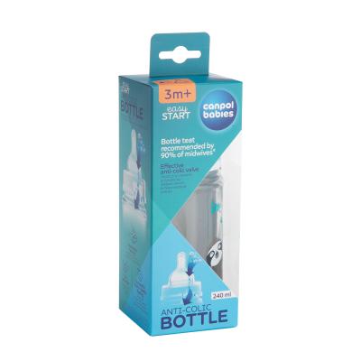 Canpol babies Exotic Animals Easy Start Anti-Colic Bottle Blue 3m+ Butelki dla niemowląt dla dzieci 240 ml
