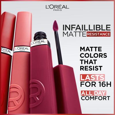 L&#039;Oréal Paris Infaillible Matte Resistance Lipstick Pomadka dla kobiet 5 ml Odcień 120 Major Crush
