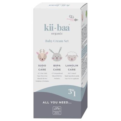 Kii-Baa Organic Baby Cream Set Zestaw Maść dla dzieci B5PA-CARE 50 g + Maść dla dzieci SUDO-CARE 50 g + Maść dla dzieci Lanolin Care 30 g