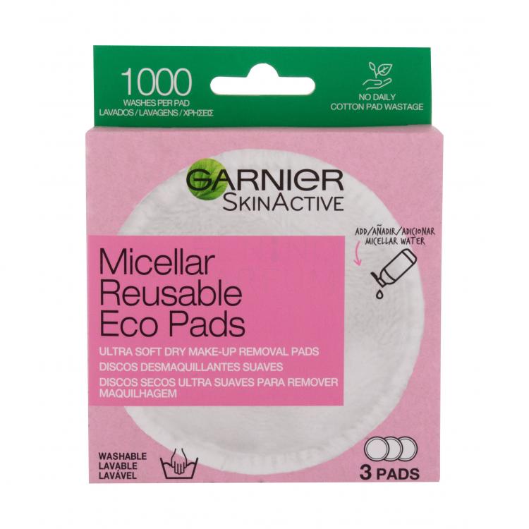 Garnier Skin Naturals Micellar Reusable Eco Pads Waciki kosmetyczne dla kobiet 3 szt