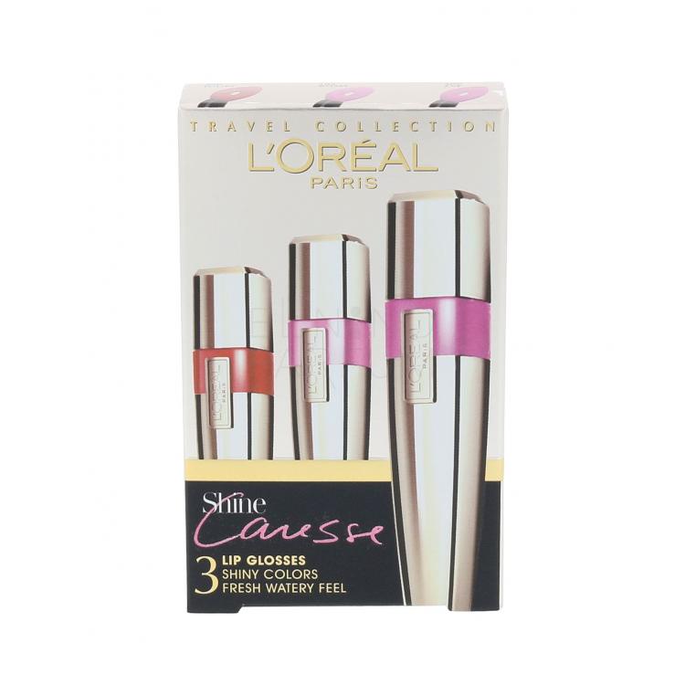 L&#039;Oréal Paris Shine Caresse Zestaw 3x 6ml Shine Caresse Lip Gloss No. 300 + 102 + 400