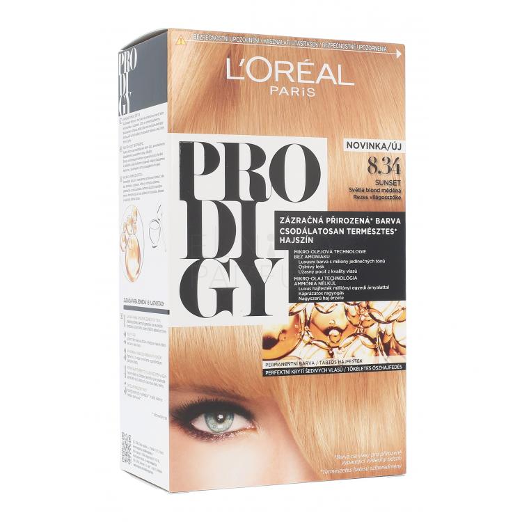 L&#039;Oréal Paris Prodigy Farba do włosów dla kobiet 1 szt Odcień 8.34 Sunset