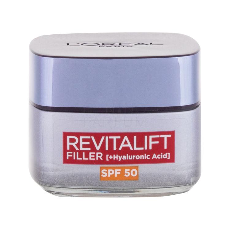 L&#039;Oréal Paris Revitalift Filler HA SPF50 Krem do twarzy na dzień dla kobiet 50 ml Uszkodzone pudełko