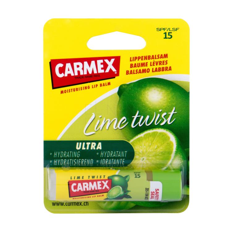 Carmex Ultra Moisturising Lip Balm Lime Twist SPF15 Balsam do ust dla kobiet 4,25 g Uszkodzone opakowanie