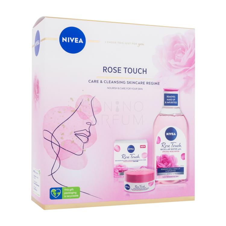 Nivea Rose Touch Care &amp; Cleansing Skincare Regime Zestaw Żel-krem do twarzy na dzień Rose Touch 50 ml + woda micelarna Rose Touch 400 ml Uszkodzone pudełko