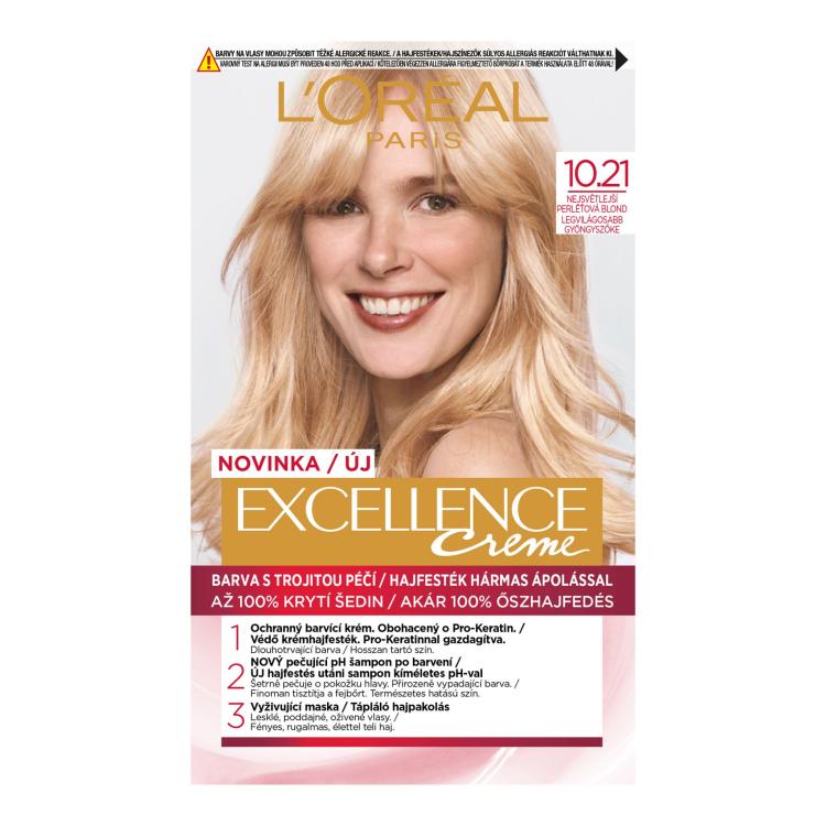 L&#039;Oréal Paris Excellence Creme Triple Protection Farba do włosów dla kobiet 48 ml Odcień 10.21 Light Pearl Blonde