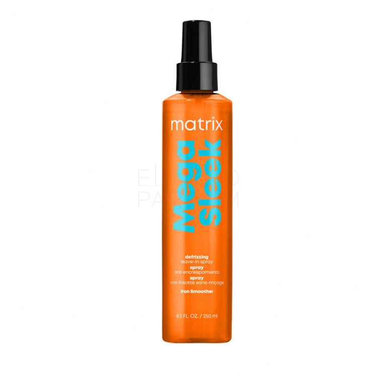 Matrix Mega Sleek Iron Smoother Defrizzing Leave-In Spray Stylizacja włosów na gorąco dla kobiet 250 ml