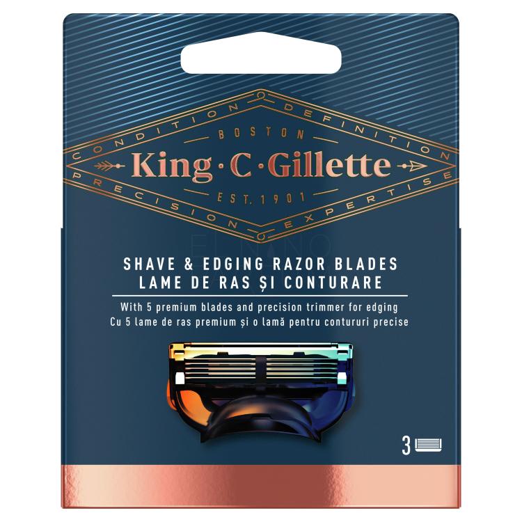 Gillette King C. Shave &amp; Edging Razor Blades Wkład do maszynki dla mężczyzn Zestaw