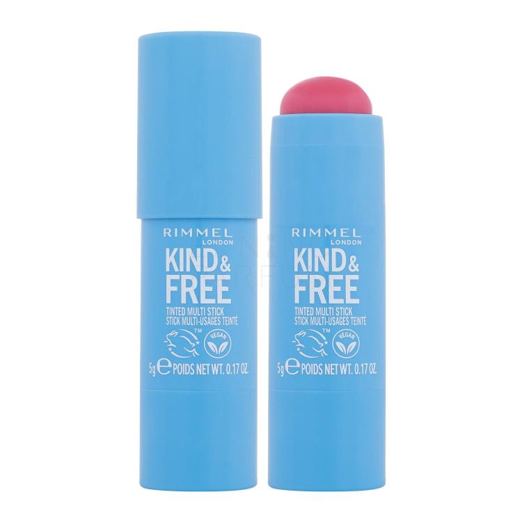 Rimmel London Kind &amp; Free Tinted Multi Stick Róż dla kobiet 5 g Odcień 003 Pink Heat