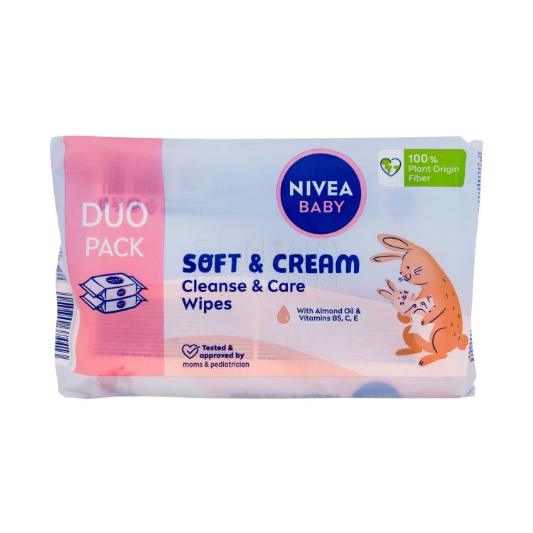 Nivea Baby Soft &amp; Cream Cleanse &amp; Care Wipes Chusteczki oczyszczające dla dzieci 2x57 szt