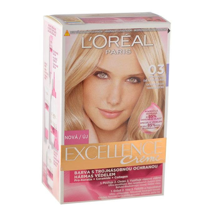 L&#039;Oréal Paris Excellence Creme Triple Protection Farba do włosów dla kobiet 1 szt Odcień 03 Lightest Natural Ash Blonde Uszkodzone pudełko
