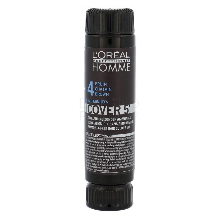 L&#039;Oréal Professionnel Homme Cover 5´ Farba do włosów dla mężczyzn 3x50 ml Odcień 4 Medium Brown Uszkodzone pudełko