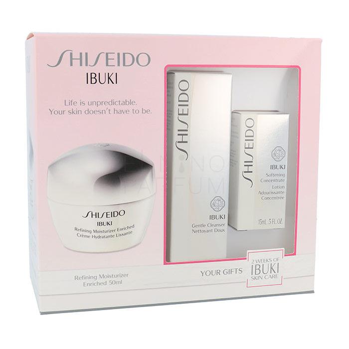 Shiseido Ibuki Zestaw 50ml Ibuki Refining Moisturizer Enriched + 30ml Ibuki Gentle Cleanser + 15ml Ibuki Softening Concentrate Lotion