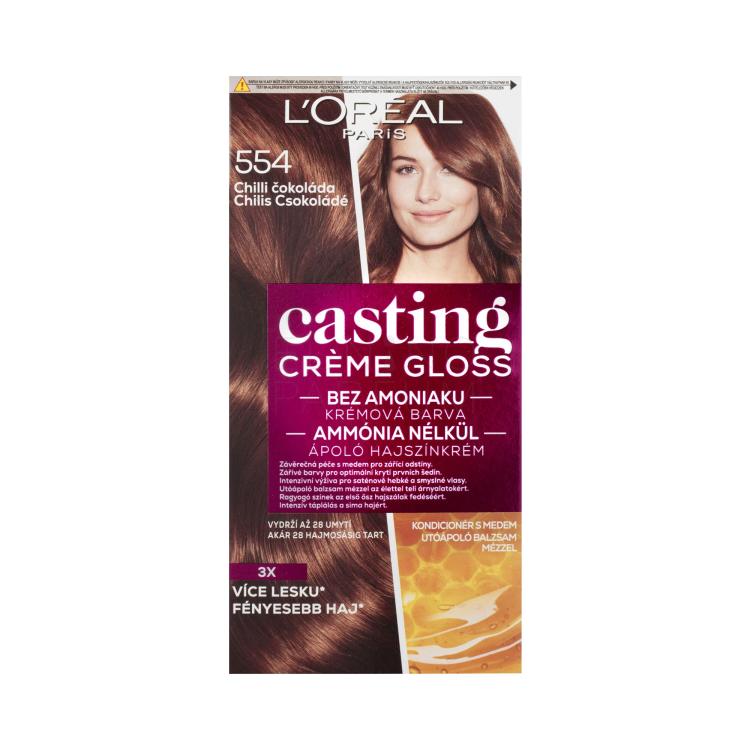 L&#039;Oréal Paris Casting Creme Gloss Farba do włosów dla kobiet 48 ml Odcień 554 Chilli Chocolate