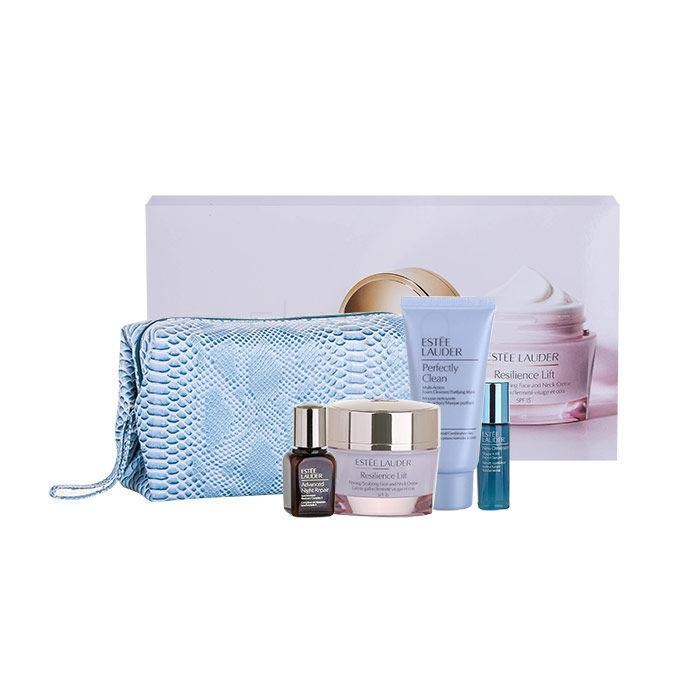Estée Lauder Resilience Lift SPF15 Zestaw 50ml Resilience Lift SPF15 Face Cream + 15ml Advanced Night Repair Synchro Recovery Complex + 7ml New Dimension Serum + 50ml Perfectly Clean Mask