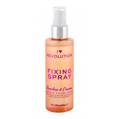 Makeup Revolution London I Heart Revolution Fixing Spray Peaches &amp; Cream Utrwalacz makijażu dla kobiet 100 ml