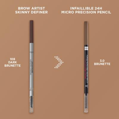 L&#039;Oréal Paris Infaillible Brows 24H Micro Precision Pencil Kredka do brwi dla kobiet 1,2 g Odcień 3.0 Brunette