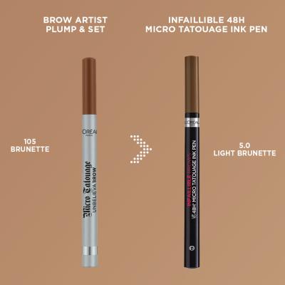 L&#039;Oréal Paris Infaillible Brows 48H Micro Tatouage Ink Pen Kredka do brwi dla kobiet 1 g Odcień 5.0 Light Brunette