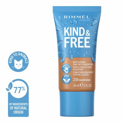 Rimmel London Kind &amp; Free Skin Tint Foundation Podkład dla kobiet 30 ml Odcień 210 Golden Beige