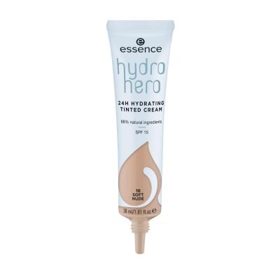 Essence Hydro Hero 24H Hydrating Tinted Cream SPF15 Podkład dla kobiet 30 ml Odcień 10 Soft Nude