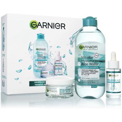 Garnier Skin Naturals Hyaluronic Aloe Zestaw Krem do twarzy na dzień 50 ml + woda micelarna 400 ml + serum do twarzy 30 ml
