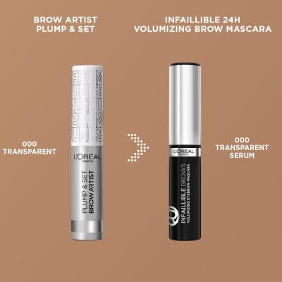 L&#039;Oréal Paris Infaillible Brows Volumizing Eyebrow Mascara Tusz do brwi dla kobiet 4,4 ml Odcień 000 Transparent Serum