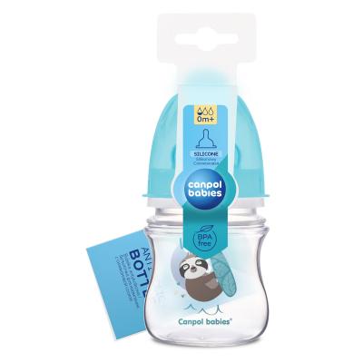 Canpol babies Exotic Animals Easy Start Anti-Colic Bottle Blue 0m+ Butelki dla niemowląt dla dzieci 120 ml