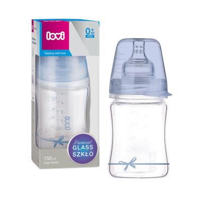 LOVI Baby Shower Glass Bottle Blue 0m+ Butelki dla niemowląt dla dzieci 150 ml