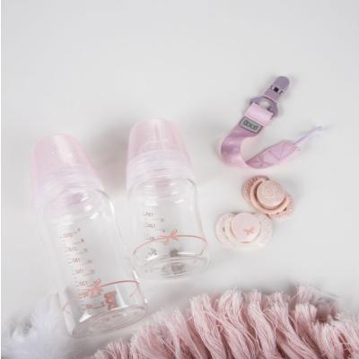 LOVI Baby Shower Glass Bottle Pink 0m+ Butelki dla niemowląt dla dzieci 150 ml