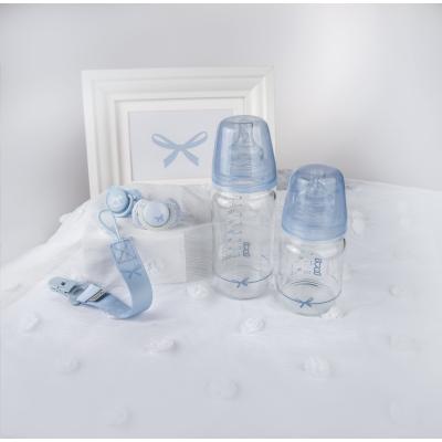 LOVI Baby Shower Glass Bottle Blue 3m+ Butelki dla niemowląt dla dzieci 250 ml