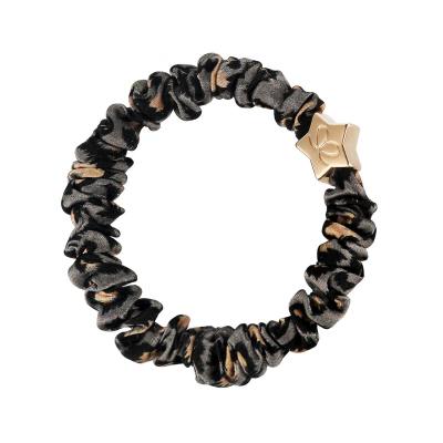 By Eloise London Skinny Silk Scrunchie Gold Star Gumka do włosów dla kobiet 1 szt Odcień Grey Leopard