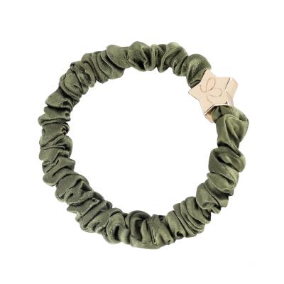 By Eloise London Skinny Silk Scrunchie Gold Star Gumka do włosów dla kobiet 1 szt Odcień Olive Green