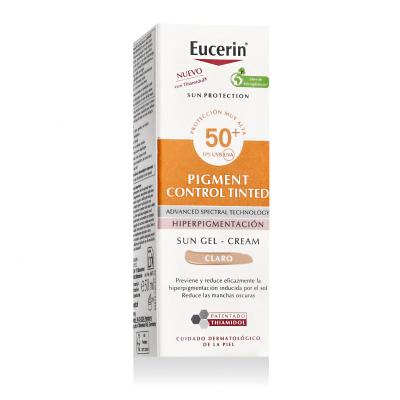 Eucerin Sun Protection Pigment Control Tinted Gel-Cream SPF50+ Preparat do opalania twarzy dla kobiet 50 ml Odcień Light