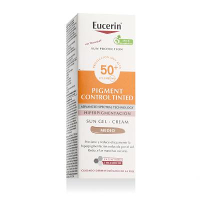 Eucerin Sun Protection Pigment Control Tinted Gel-Cream SPF50+ Preparat do opalania twarzy dla kobiet 50 ml Odcień Medium