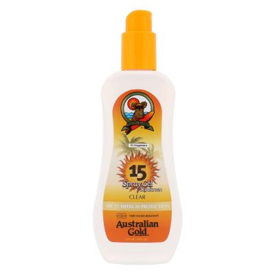 Australian Gold Sunscreen Spray Gel SPF15 Preparat do opalania ciała dla kobiet 237 ml