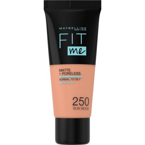 MAYBELLINE NEW YORK Fit Me! Matte+Poreless matujący podkład do skóry normalnej i tłustej odcień 250 Sun Beige 30 ml