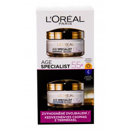 L'Oréal Paris Age Specialist 55+ zestaw Krem do twarzy na dzień 50 ml + Krem do twarzy na noc 50 ml dla kobiet Uszkodzone pudełko