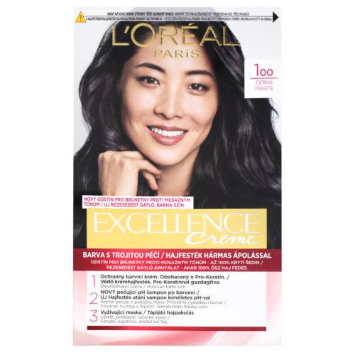 L'Oréal Paris Excellence Creme Triple Protection 48 ml farba do włosów dla kobiet 100 Black