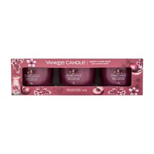 Yankee Candle Sweet Plum Sake zestaw Świeczka zapachowa 3 x 37 g unisex