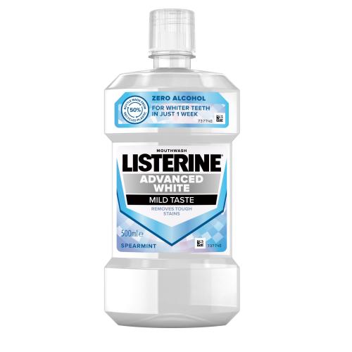 Listerine Advanced White Mild Taste wybielający płyn do płukania jamy ustnej 500 ml