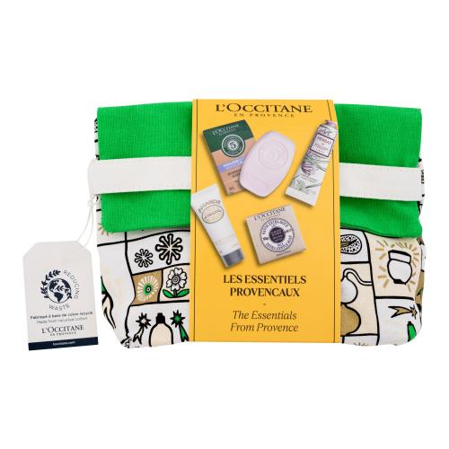 L'Occitane The Essentials From Provence zestaw Szampon w kostce 60 g + krem do ciała 20 ml + mydło w kostce 50 g + krem do rąk 30 ml + kosmetyczka W
