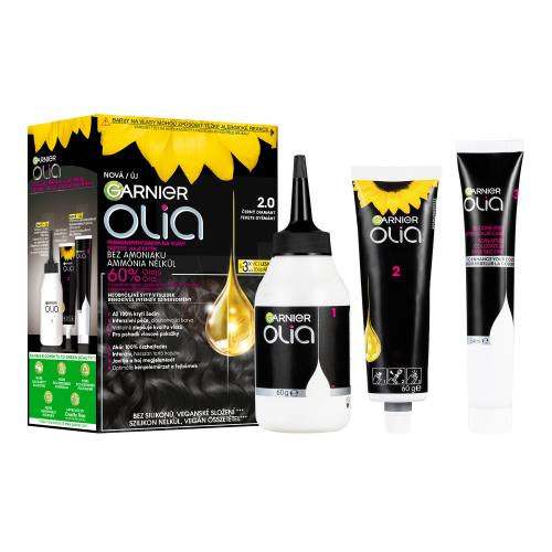 Garnier Olia Big Kit trwała farba do włosów odcień 2.0 Black Diamond