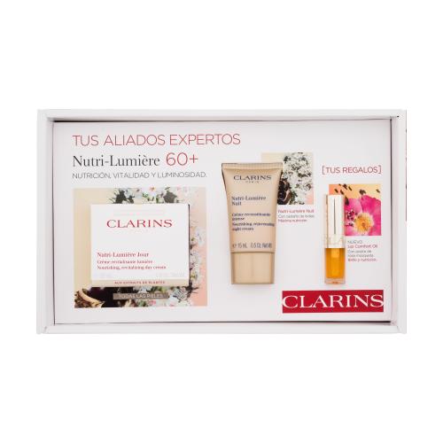 Clarins Nutri-Lumière Gift Set 60+ zestaw Krem na dzień Nutri-Lumiére 50 ml + Krem na noc Nutri-Lumiére 15 ml + Olejek do ust Lip Comfort Oil 1,4 ml W