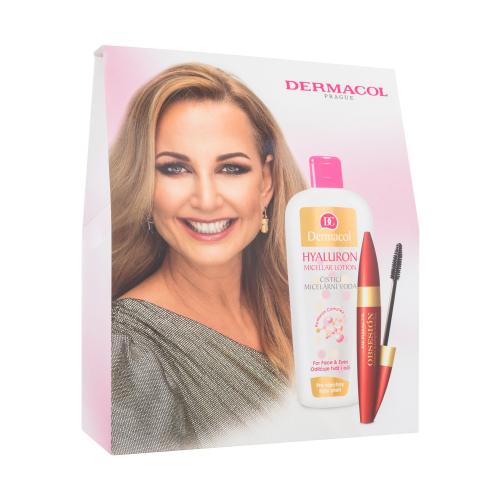 Dermacol Obsesión zestaw Tusz do rzęs Obsesión Volume & Lenght Mascara 12 ml + Woda miceralna Hyaluron Micellar Lotion 400 ml Uszkodzone pudełko Black