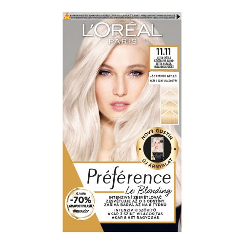 L’Oréal Paris Préférence Le Blonding farba do włosów do rozjaśniania włosów odcień 11.11 Ultra-Light Cool Crystal Blonde 1 szt.