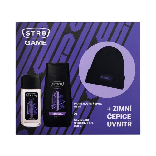STR8 Game zestaw dezodorant w szklanym opakowaniu 85 ml + żel pod prysznic 250 ml + czapka zimowa dla mężczyzn
