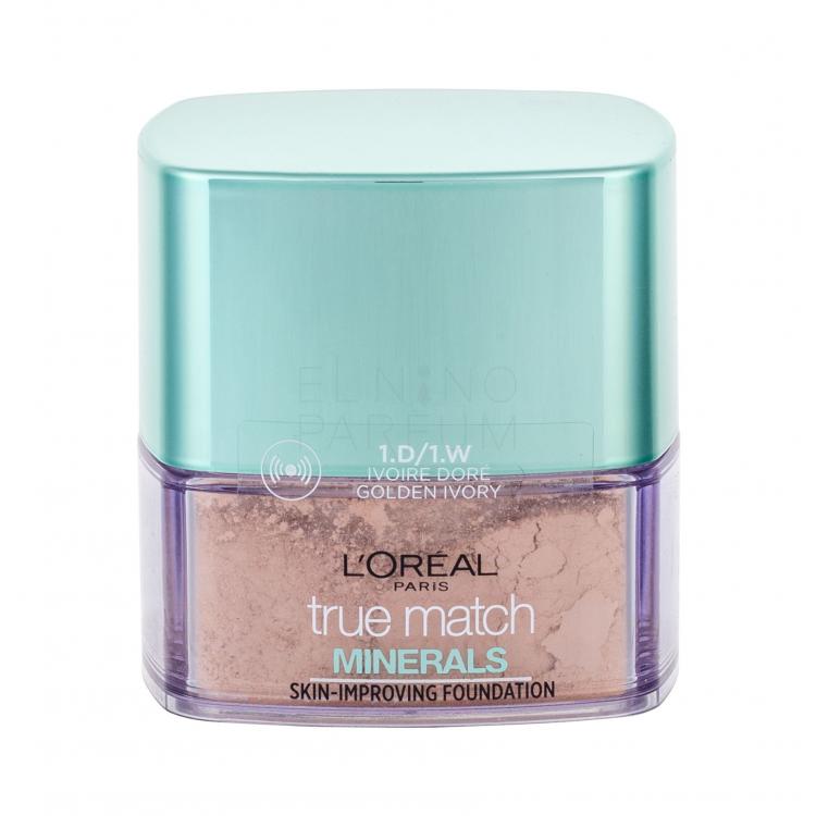 L&#039;Oréal Paris True Match Minerals Skin-Improving Podkład dla kobiet 10 g Odcień 1.D/1.W Golden Ivory