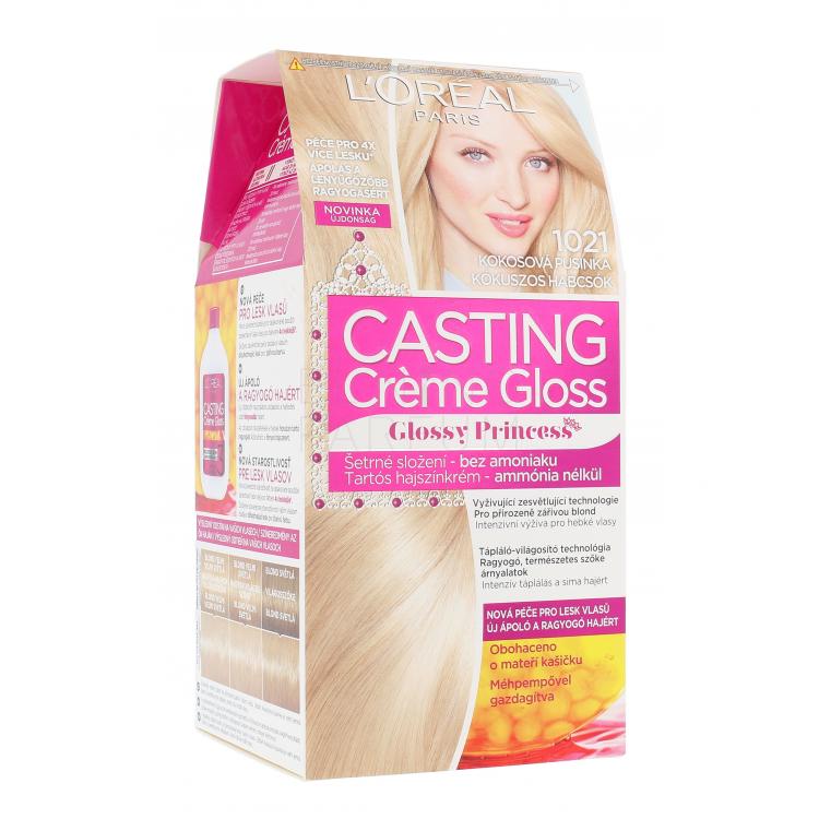 L&#039;Oréal Paris Casting Creme Gloss Glossy Princess Farba do włosów dla kobiet 48 ml Odcień 1021 Coconut Baby Uszkodzone pudełko